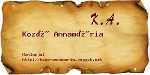 Kozó Annamária névjegykártya